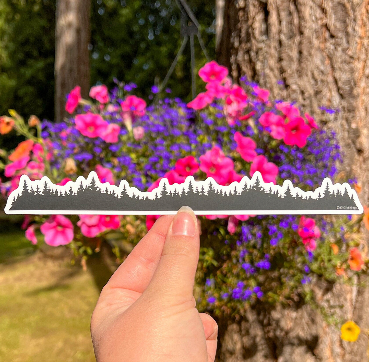 Silhouette Treescape Wrap Sticker, 1”x8.4" Clear Vinyl Die Cut Sticker, Waterproof and Dishwasher Safe