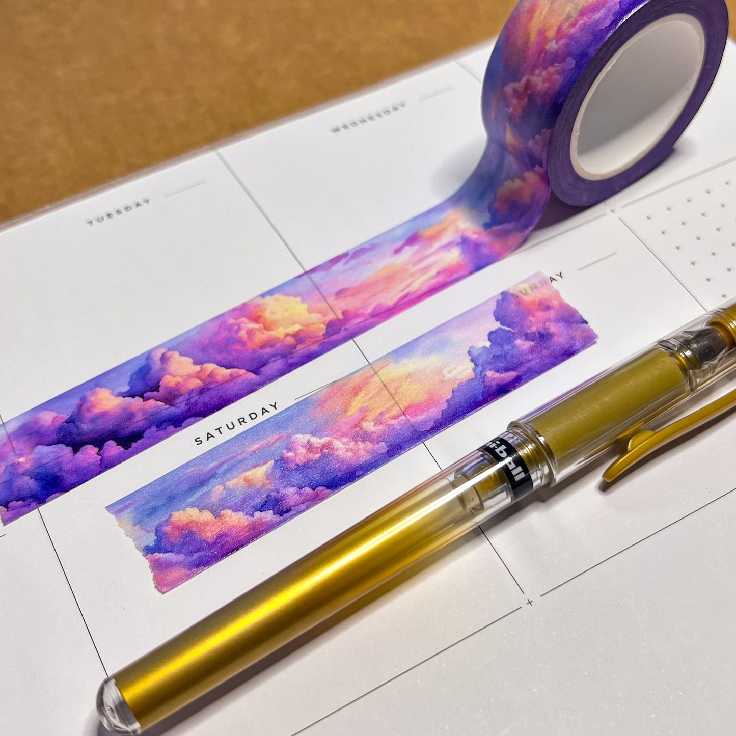 Pastel Cloudscape Washi Tape, Size 2.5cm Wide by 10m Long