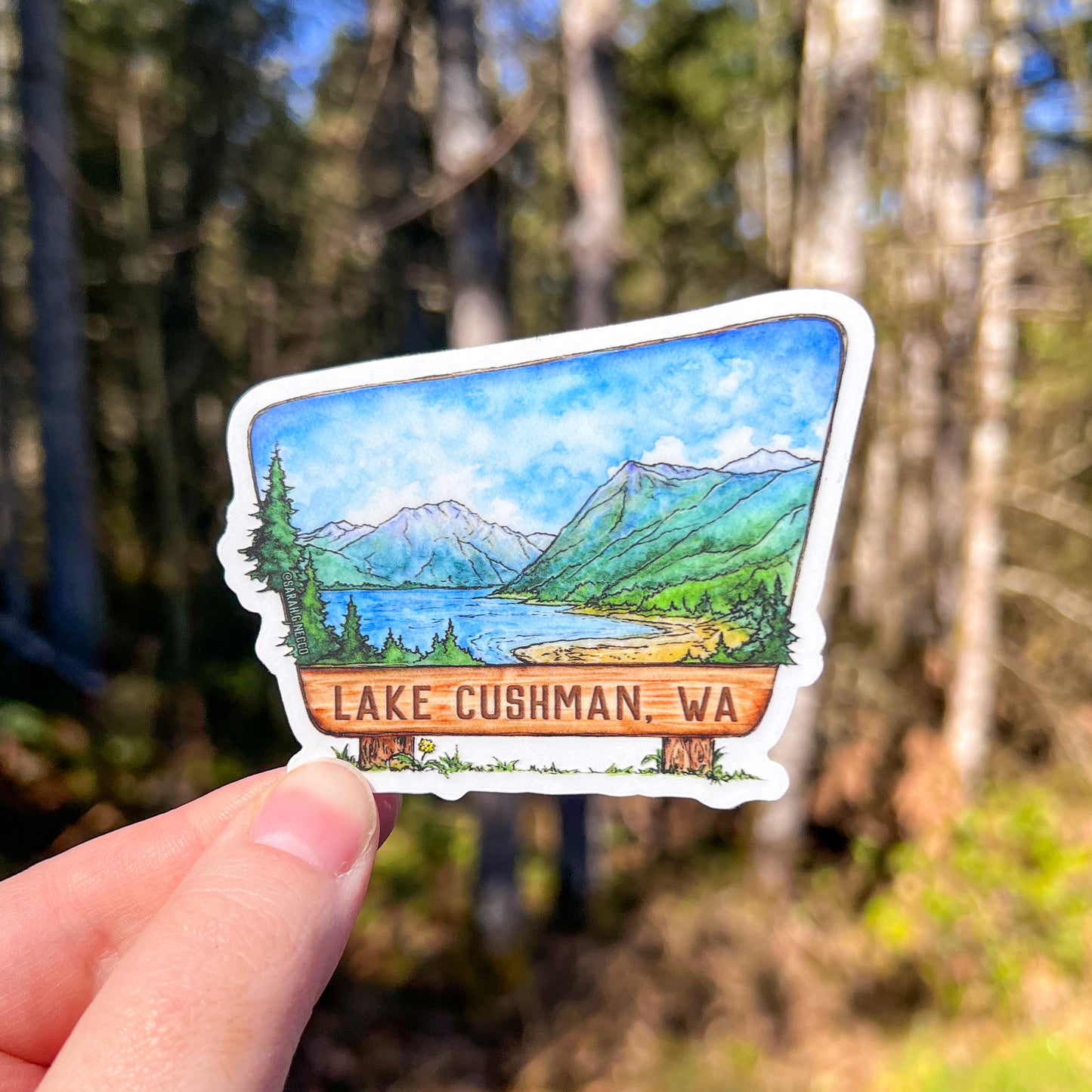 Lake Cushman WA, Vinyl 3" Clear Die-Cut Sticker