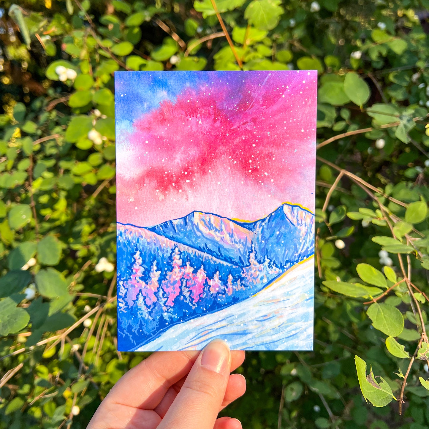 Set of 3 Winter Watercolor Landscape Greeting Cards, 4"x5.5" Blank Cards, Envelopes Included