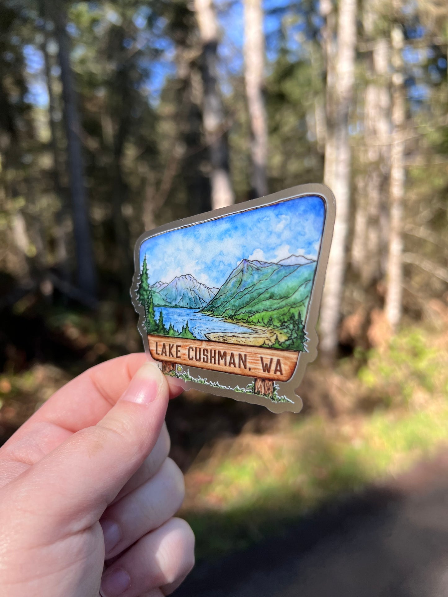 Lake Cushman WA, Vinyl 3" Clear Die-Cut Sticker