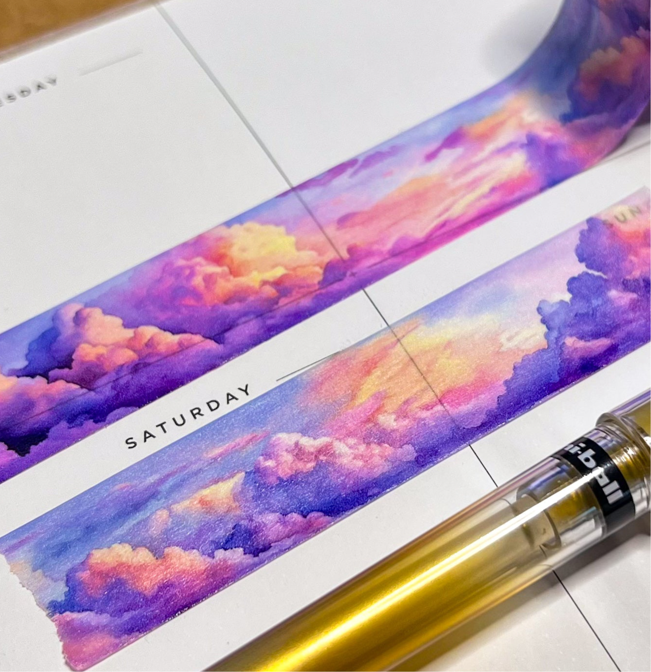 Pastel Cloudscape Washi Tape, Size 2.5cm Wide by 10m Long