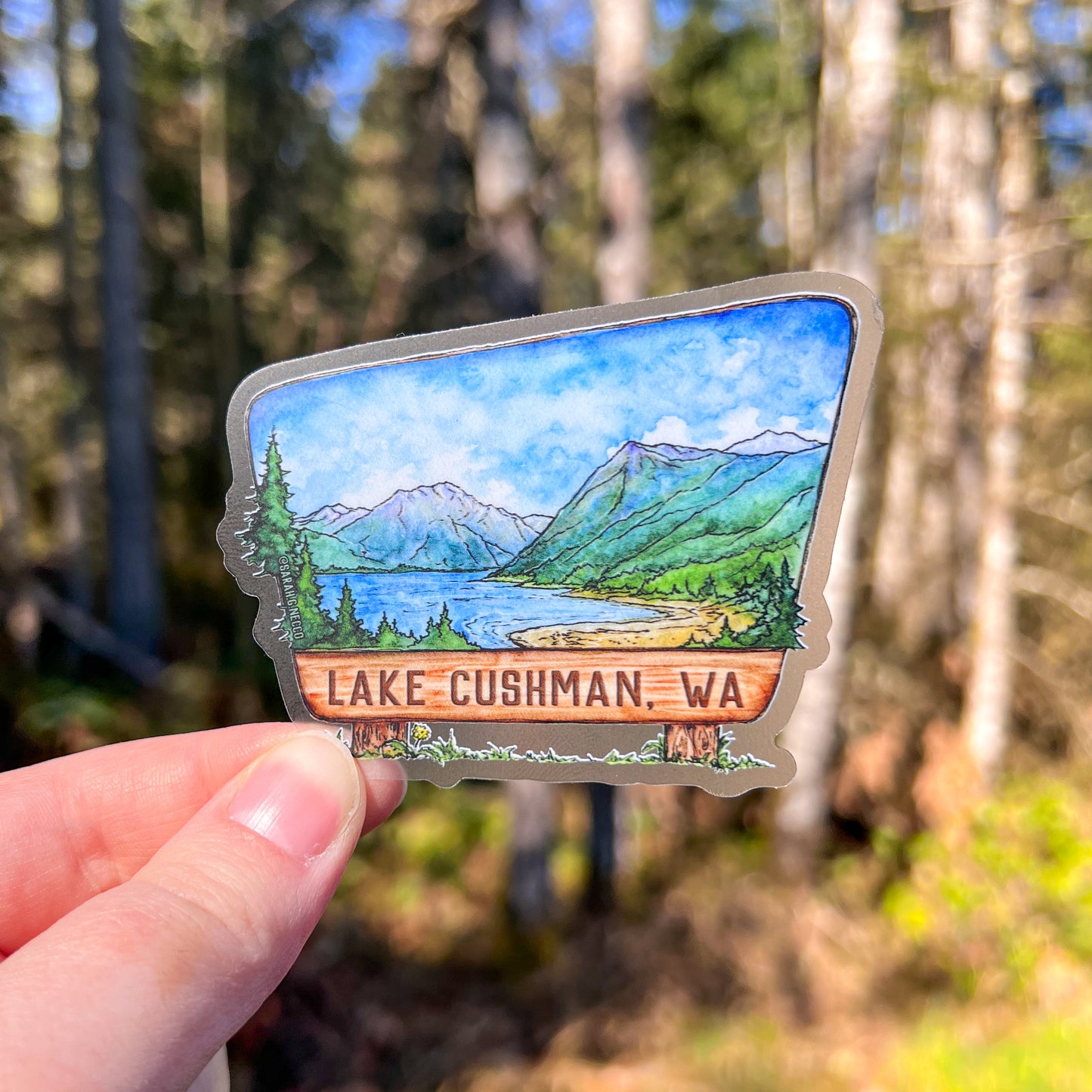 Lake Cushman WA, Vinyl 3" Clear Die-Cut Sticker