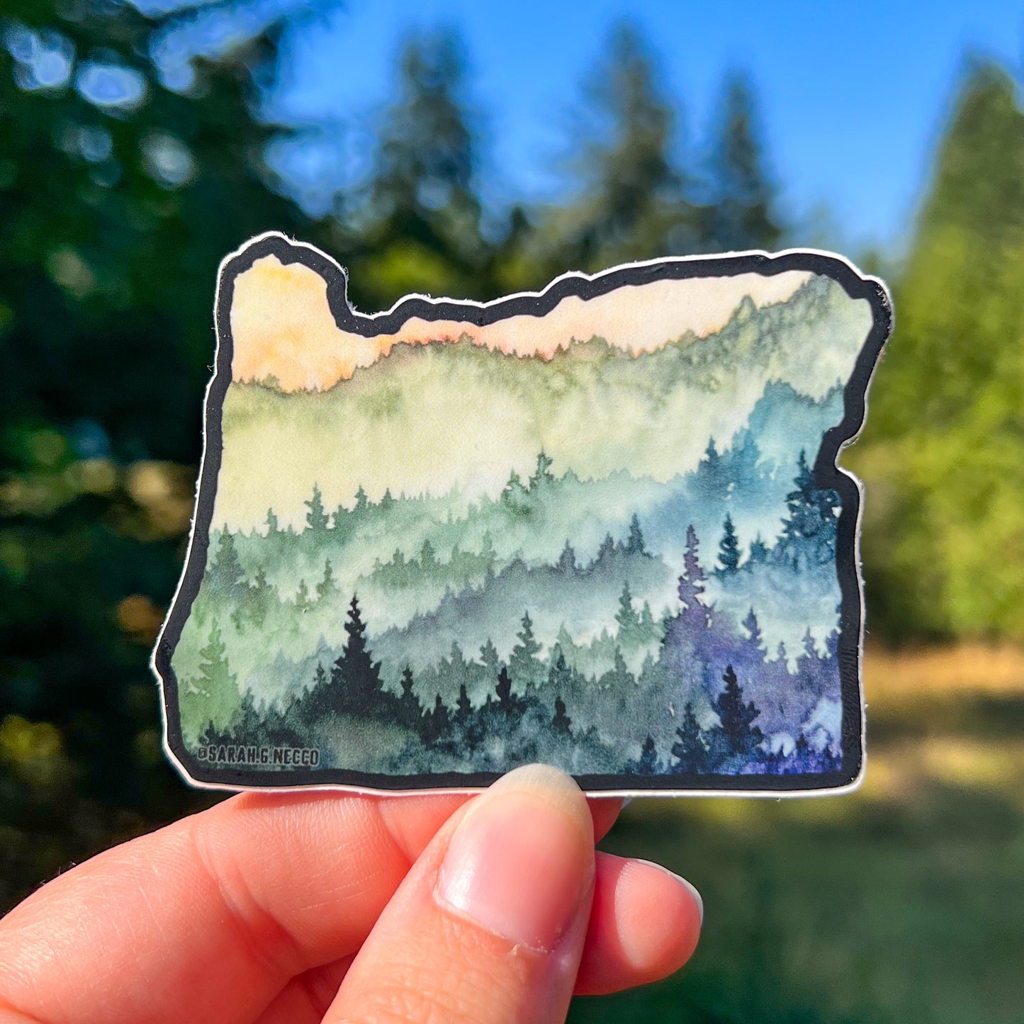 Oregon State Northwest Landscape, 3.5"x2.5" Die Cut Vinyl Sticker, Waterproof and Dishwasher Safe