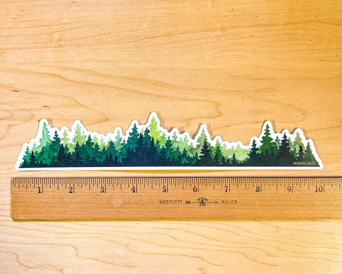 Evergreen Treescape, 2"x10" Clear Wrap Vinyl Sticker
