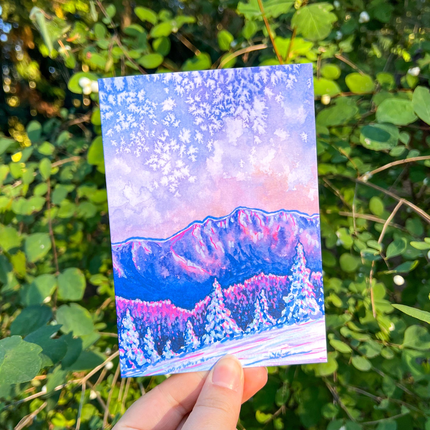 Set of 3 Winter Watercolor Landscape Greeting Cards, 4"x5.5" Blank Cards, Envelopes Included