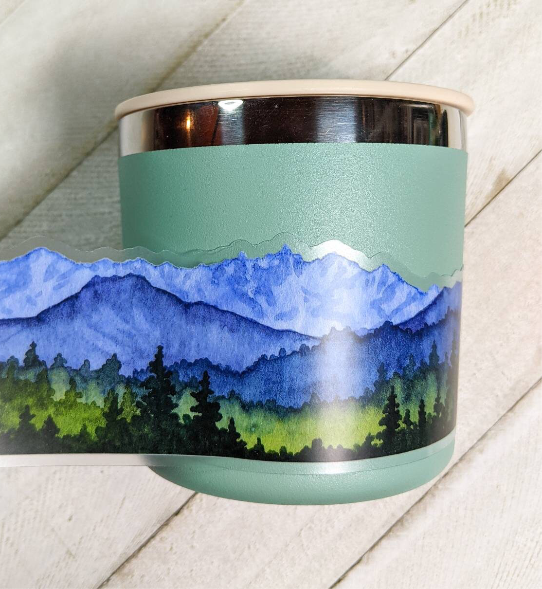 Northwest Landscape Wrap Sticker, 2"x8" Clear Vinyl Die Cut Sticker, Waterproof and Dishwasher Safe