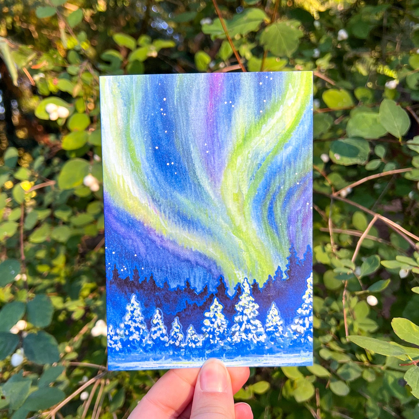 Set of 3 Winter Watercolor Landscape Greeting Cards, 4"x5.5" Blank Cards, Envelopes Included