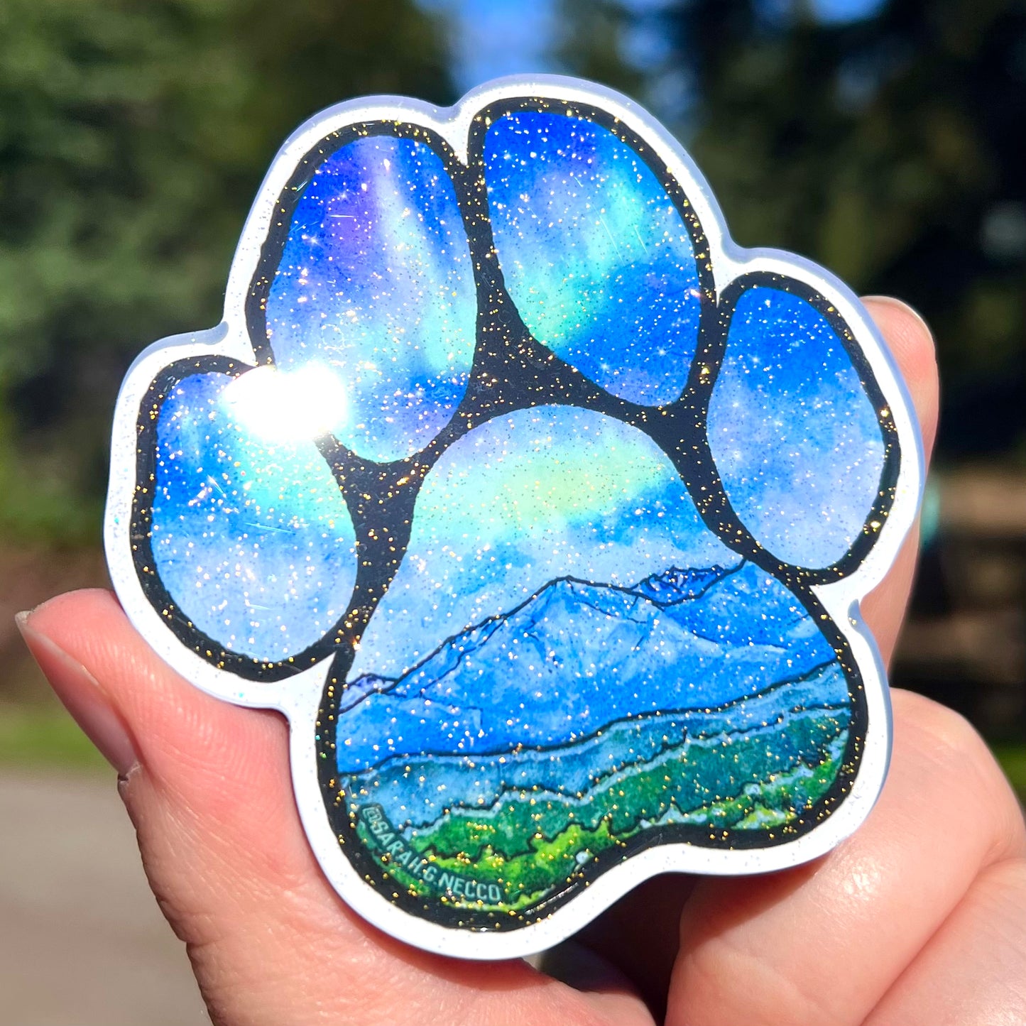 Northern Lights Adventure Dog Paw, 3” Acrylic Magnet