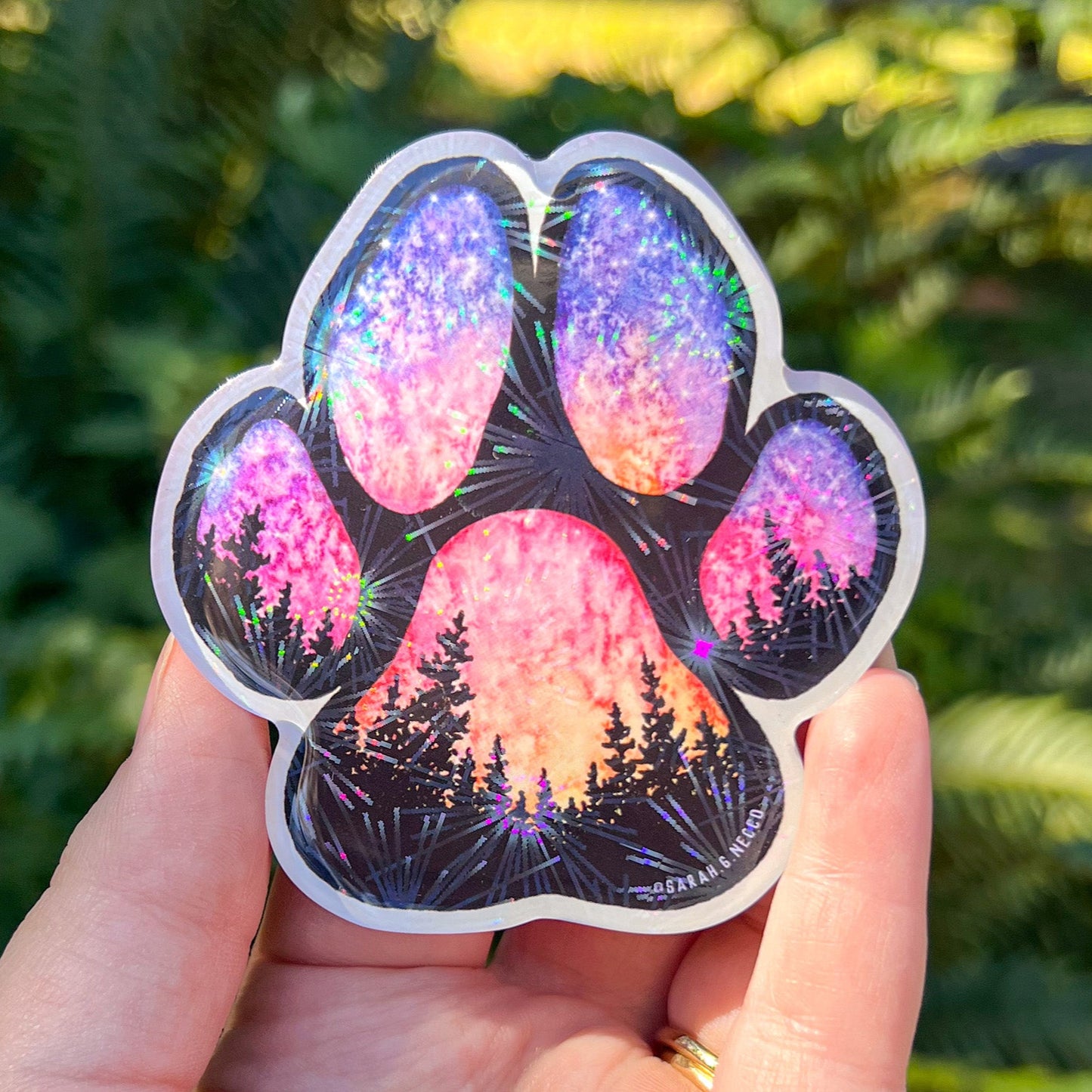 Sunset Fireworks Dog Paw, 3” Acrylic Magnet
