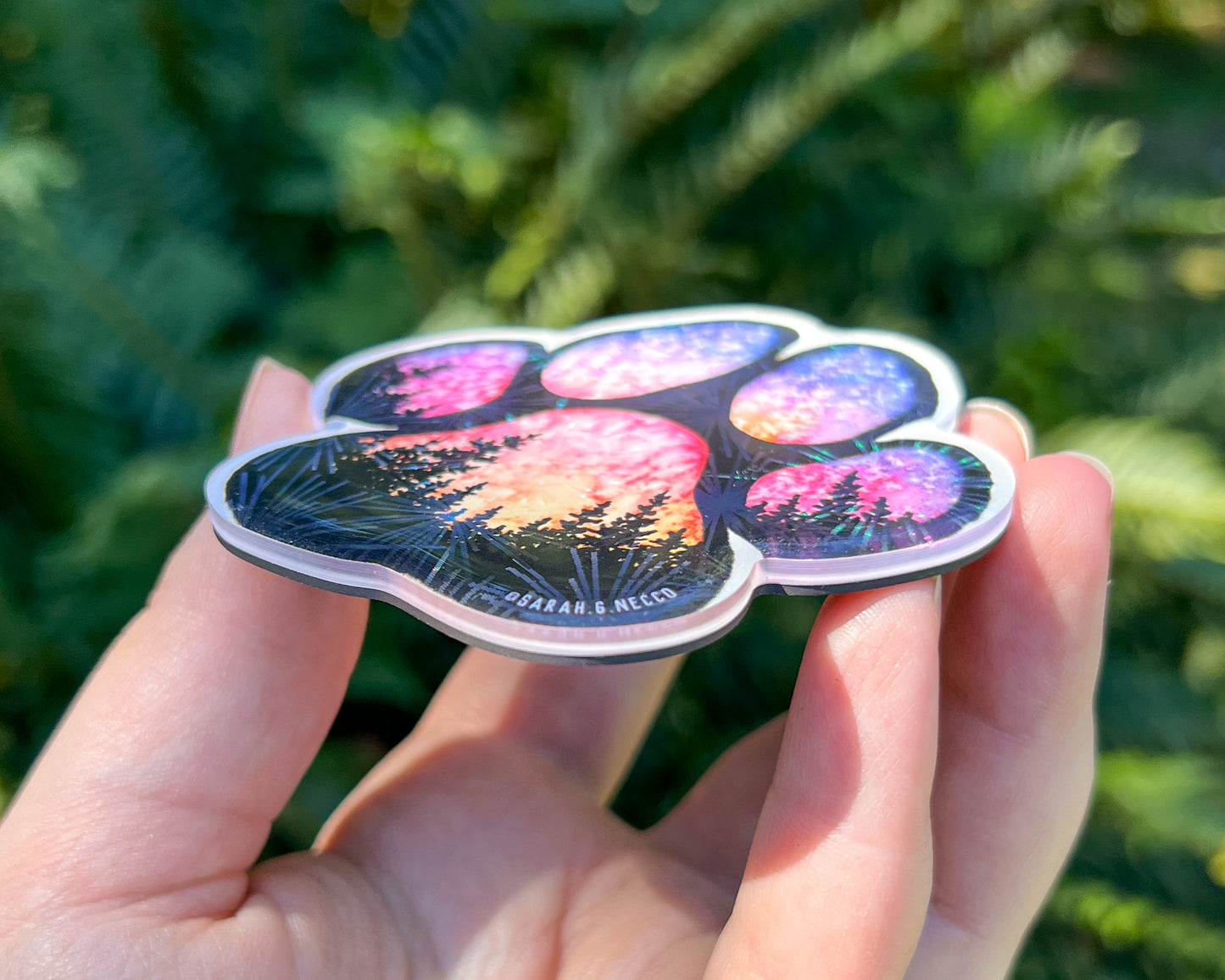 Sunset Fireworks Dog Paw, 3” Acrylic Magnet