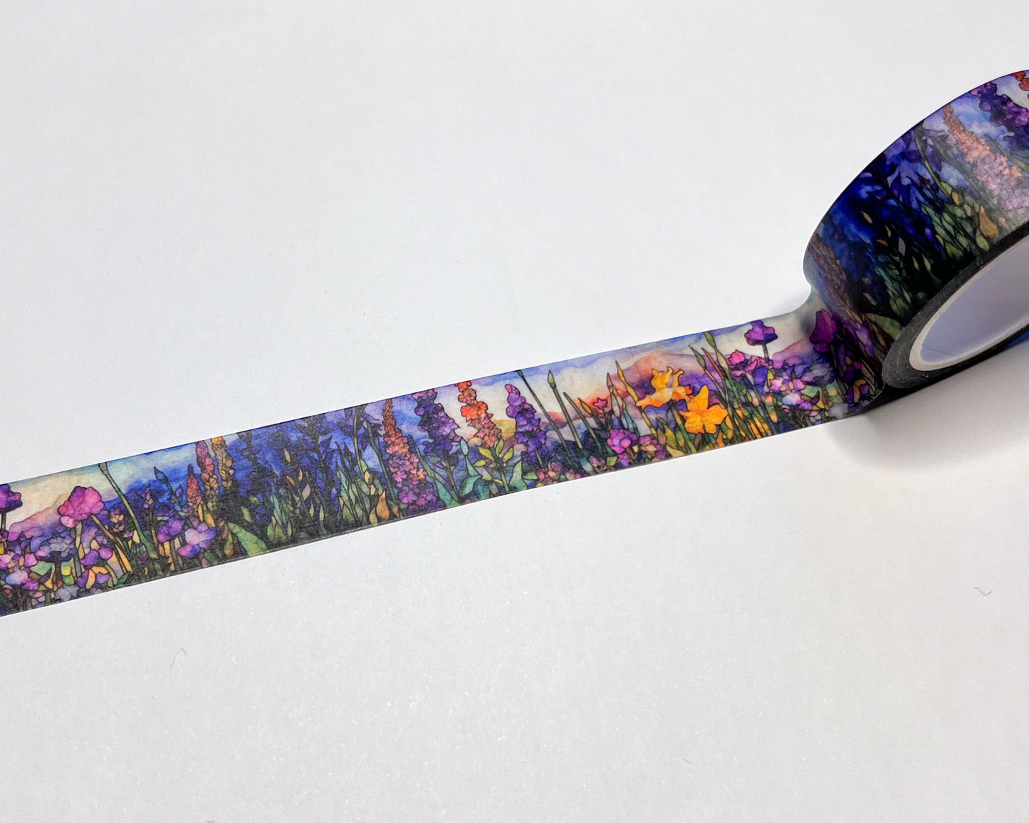 Mosaic Rainbow Wildflowers Washi Tape, Size 2cm Wide by 10m Long