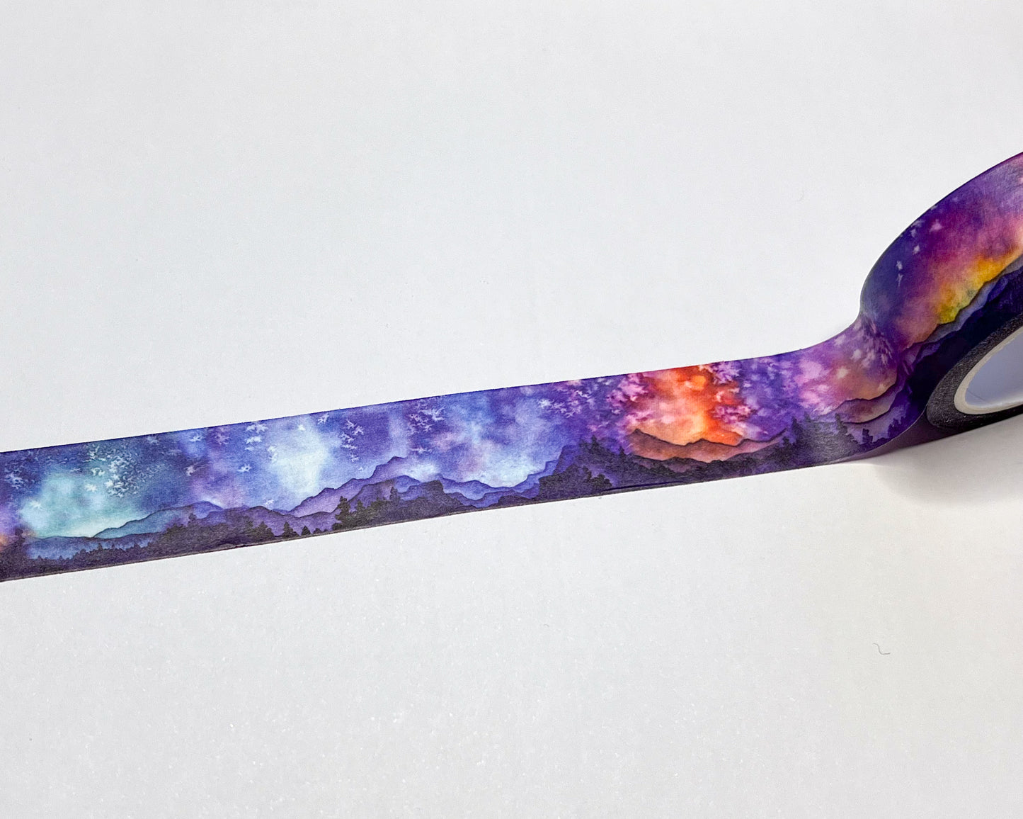 Night Sky Mountains Washi Tape, Single Roll, 2cm Wide & 10m Long