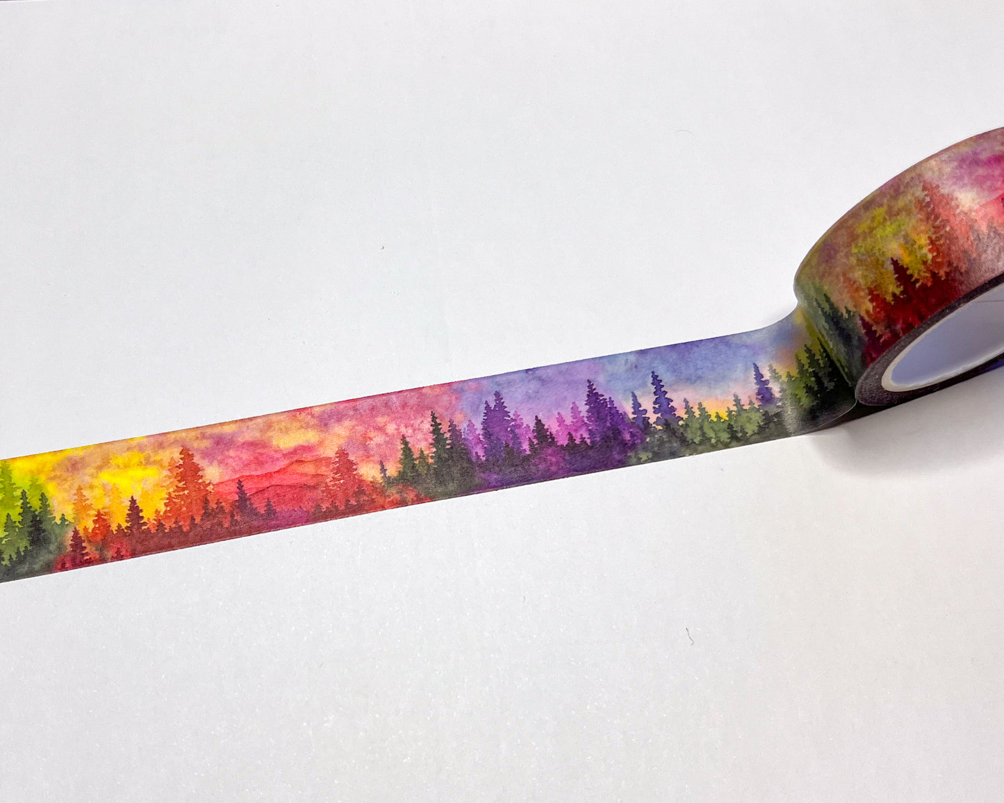 Rainbow Treescape Washi Tape, Single Roll, 2cm Wide & 10m Long