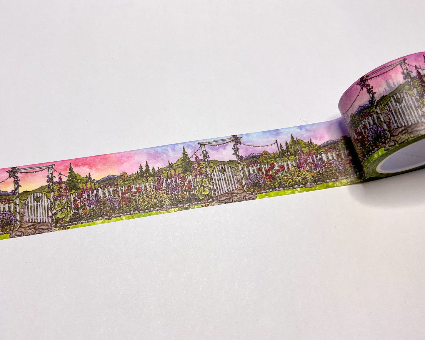 Flower Garden Gate Washi Tape, Wide Single Roll, 3cm Wide by 10m Long