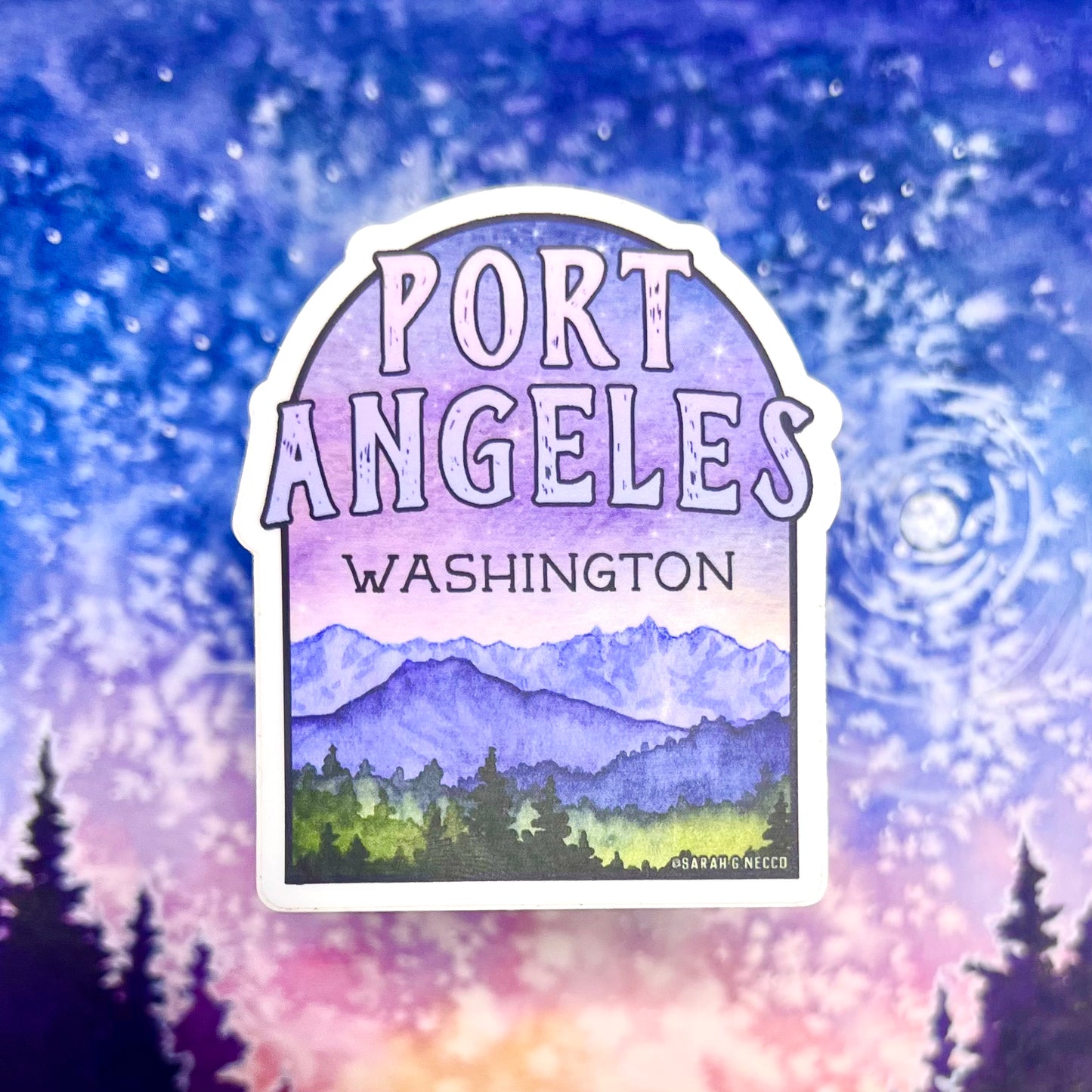 Port Angeles, WA Northwest Landscape, 3” Vinyl Die-Cut Sticker