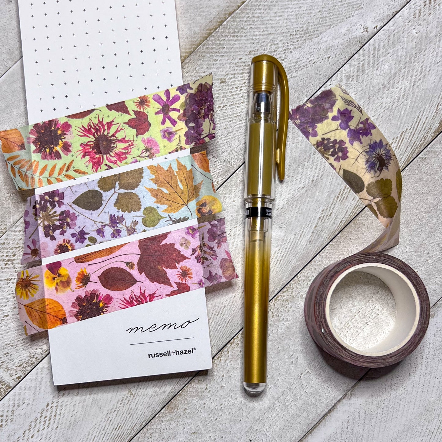 Rainbow Pressed Flowers Washi Tape, Wide Single Roll, 2.5cm Wide by 10m Long