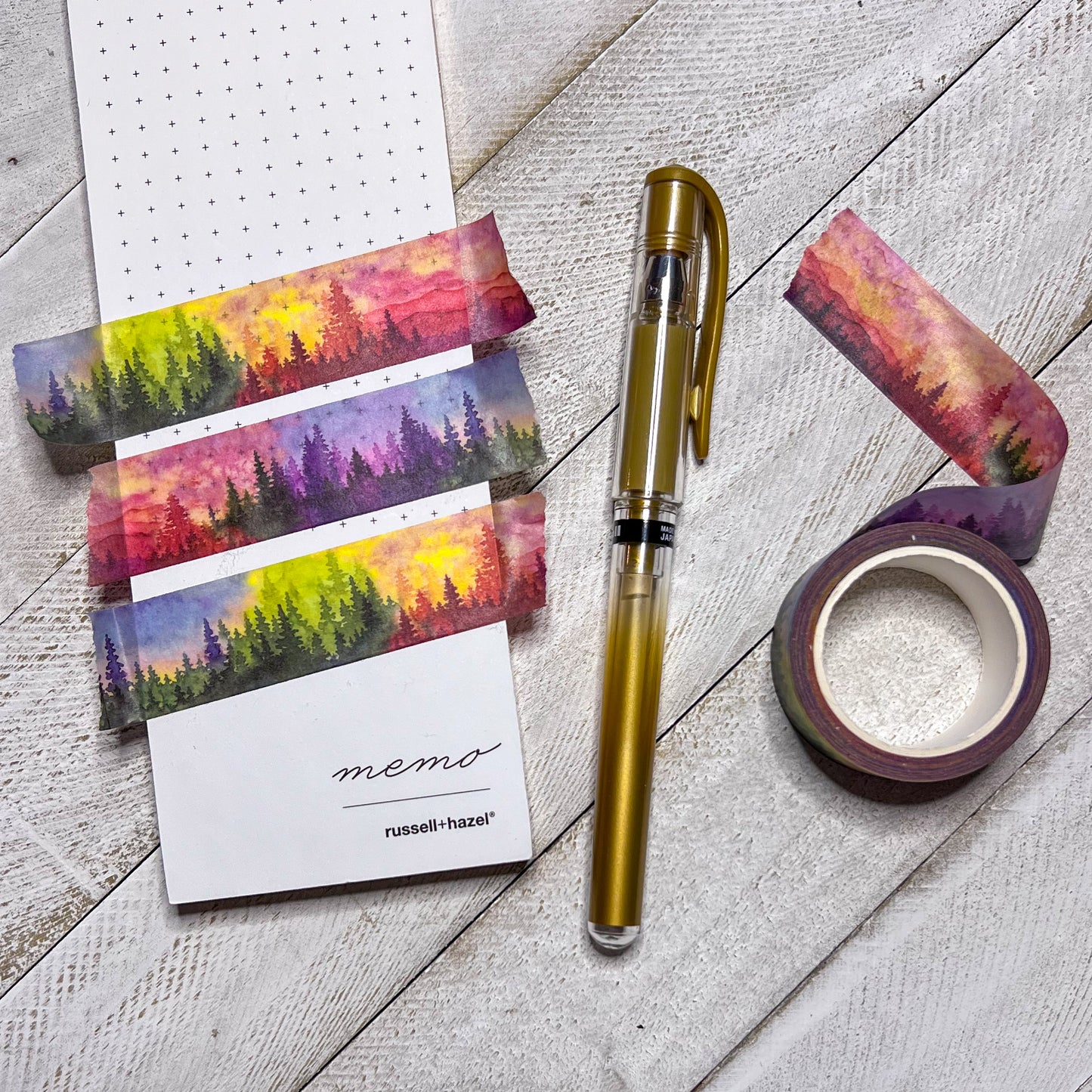 Rainbow Treescape Washi Tape, Single Roll, 2cm Wide & 10m Long