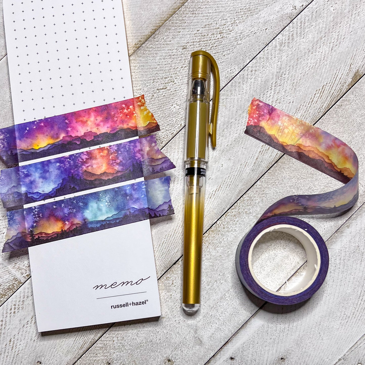 Night Sky Mountains Washi Tape, Single Roll, 2cm Wide & 10m Long