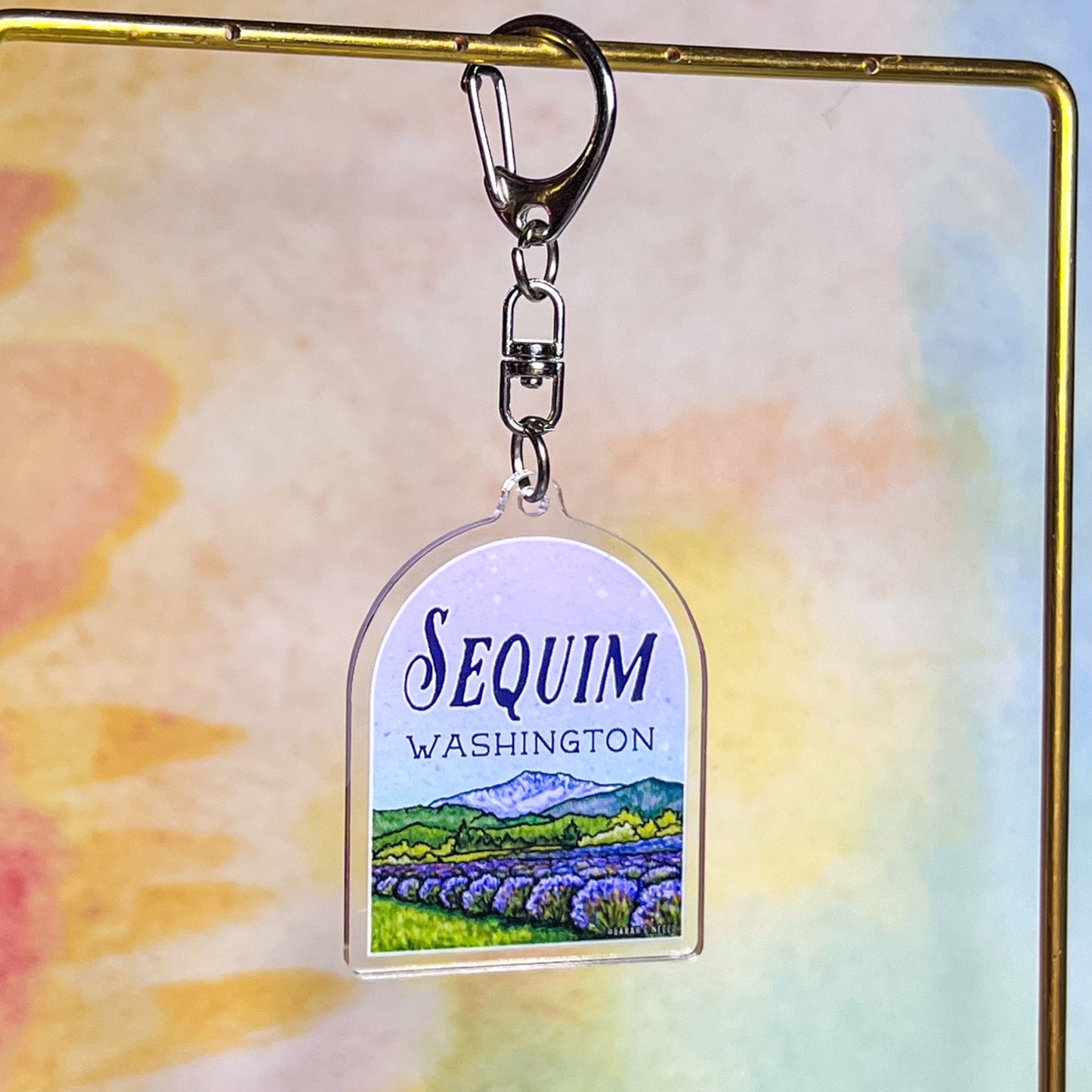 Lavender Fields of Sequim WA, 2" Double-Sided Acrylic High Quality Artist Keychain