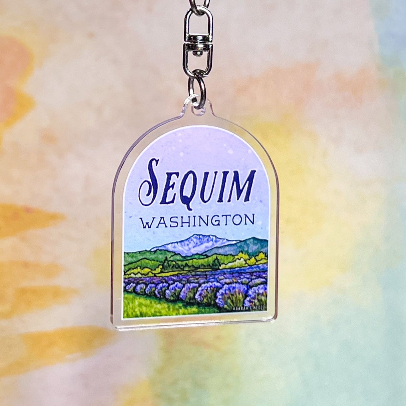 Lavender Fields of Sequim WA, 2" Double-Sided Acrylic High Quality Artist Keychain