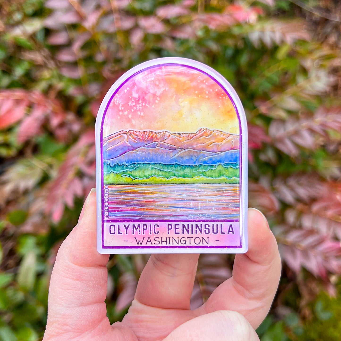 Olympic Peninsula Sea to Summit, 1.8”x3.25” Glittery Acrylic Magnet