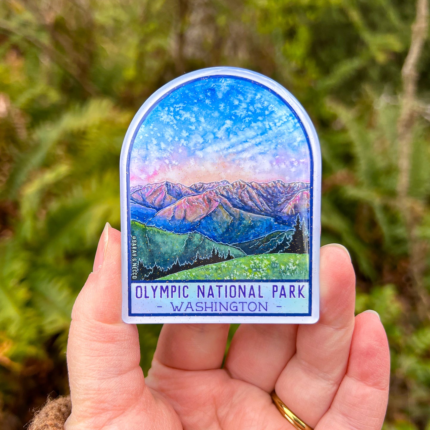 Olympic National Park at Dusk, 3” Tall Glittery Acrylic Magnet