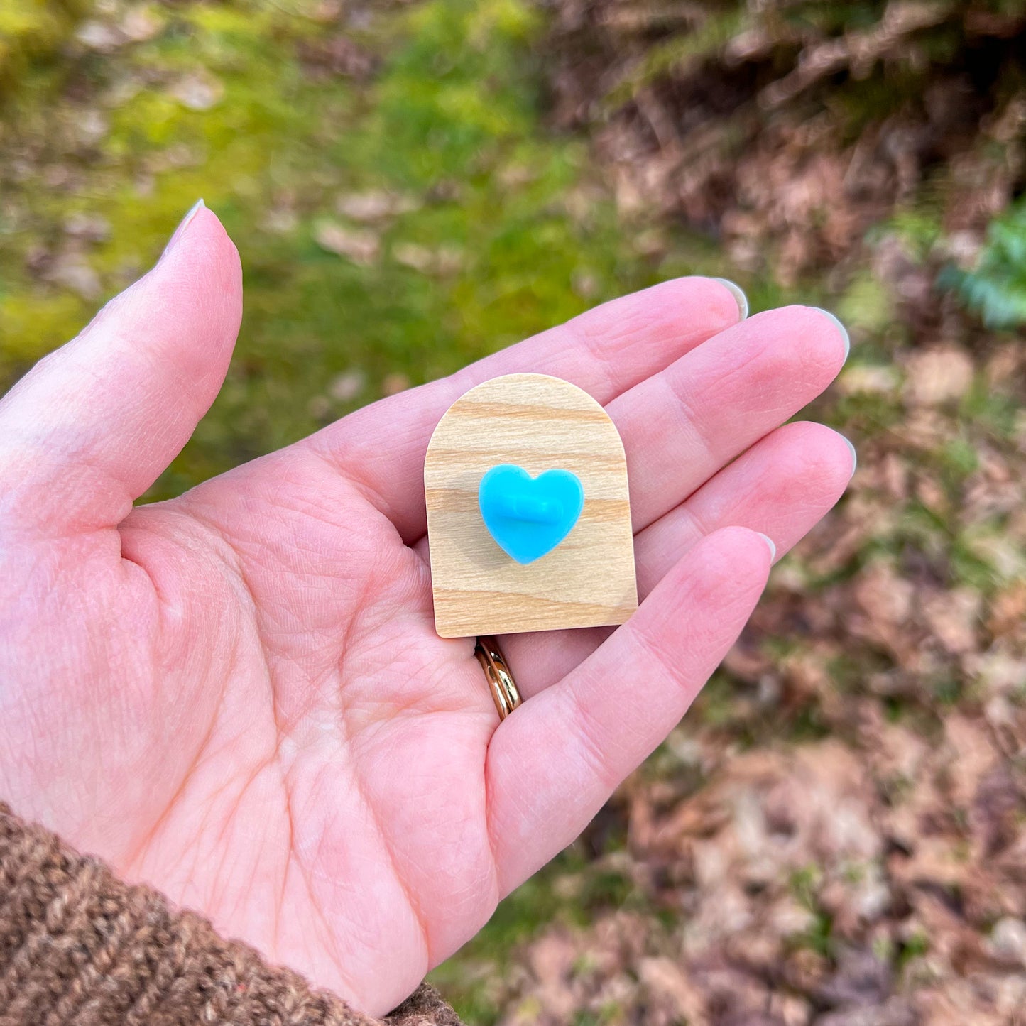 Olympic National Park at Dusk, Real Pine Wood 1.5” Pin with Rubber Clutch, Wearable Watercolor Art