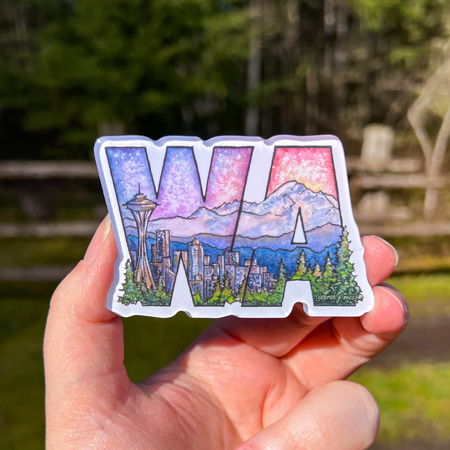 Washington Landscape Letters, 3” Wide Acrylic Magnet