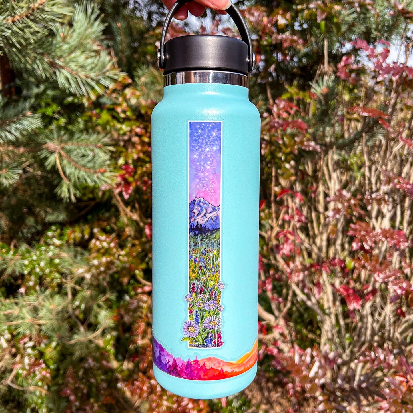 Mt. Rainer & Wildflowers, 1"x7" Tallscape® Sticker