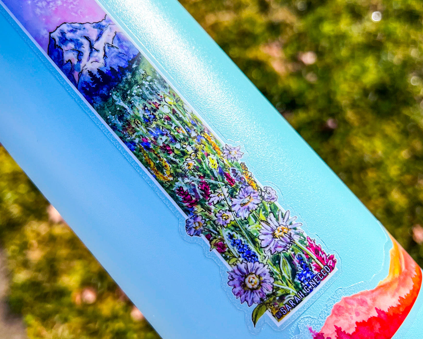 Mt. Rainer & Wildflowers, 1"x7" Tallscape® Sticker
