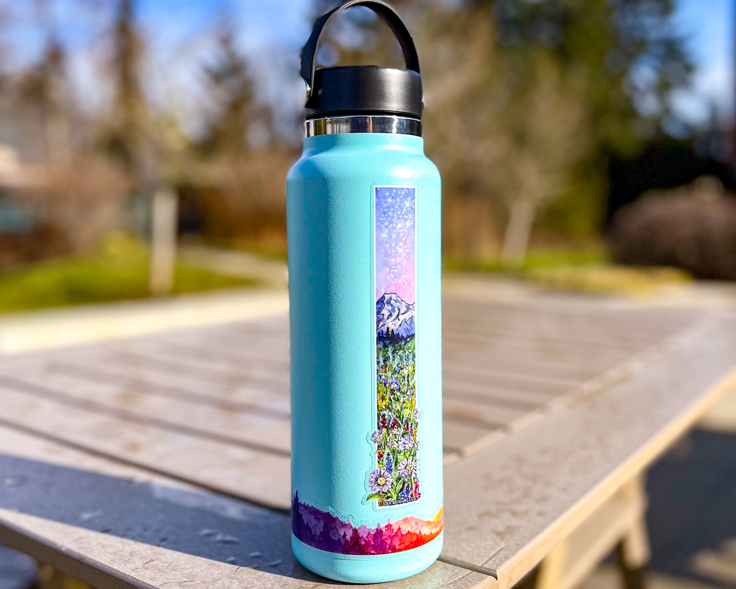 Mt. Rainer & Wildflowers, 1"x7" Tallscape® Sticker