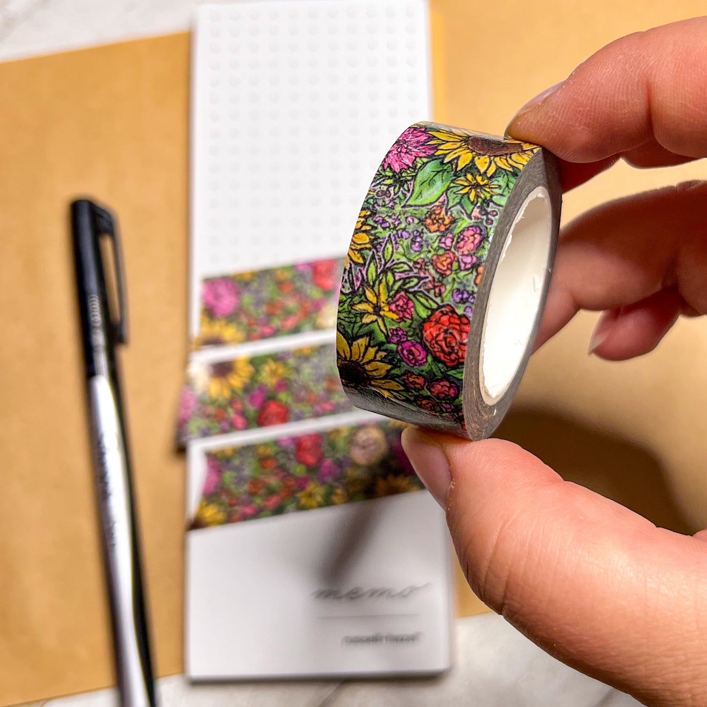 Flower Market Bundles Washi Tape, Size 2.5cm Wide by 10m Long, Watercolor Art