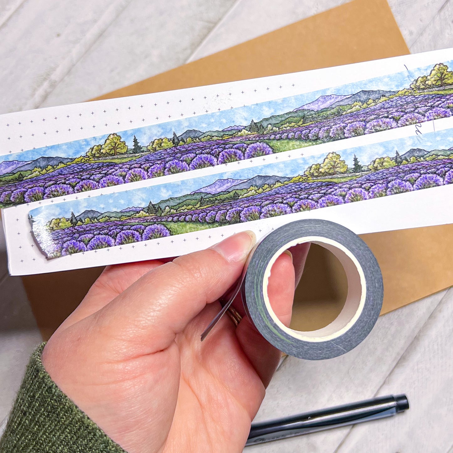 Lavender Fields of the NW Landscape Washi Tape, Size 2.5cm Wide by 10m Long