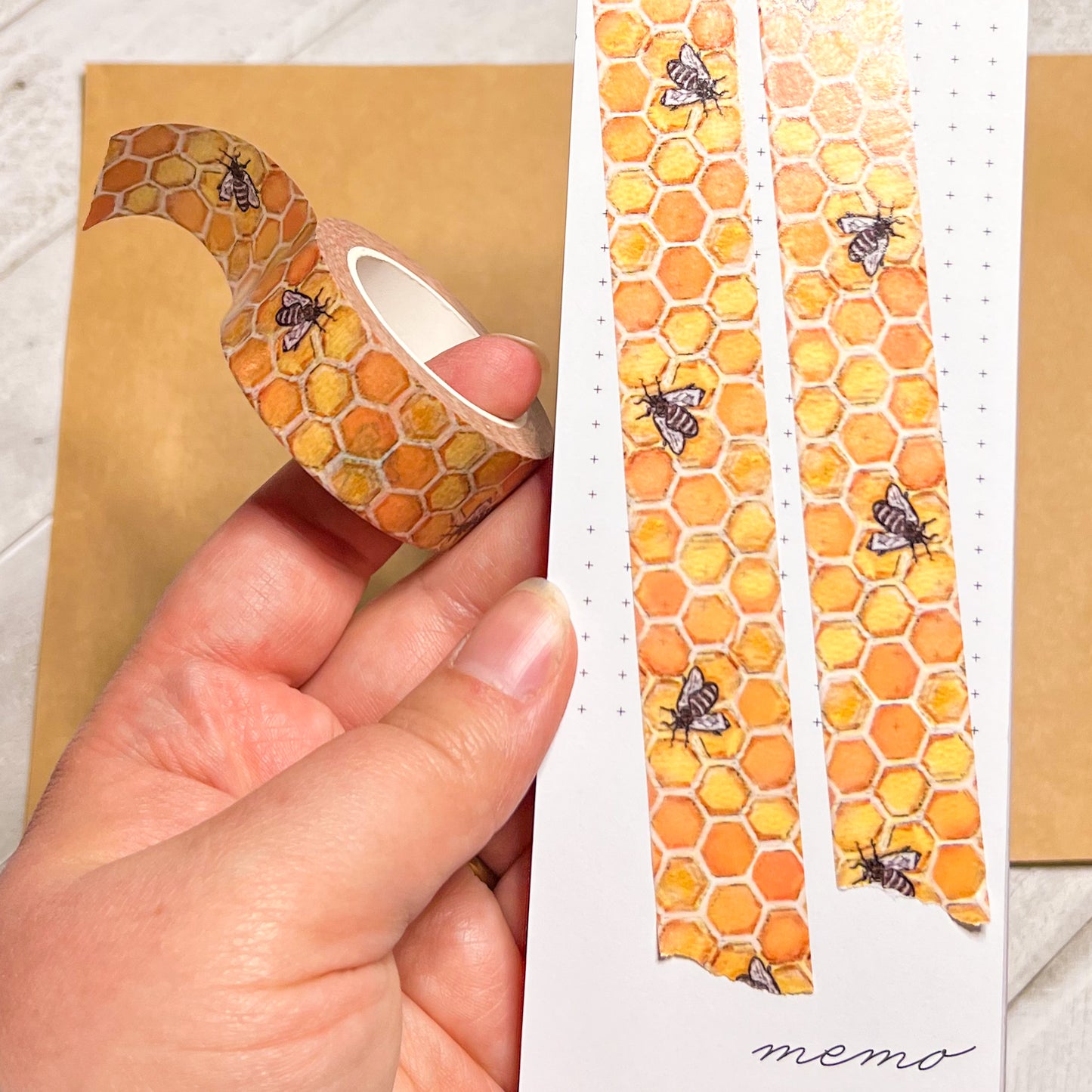 Honey Bees & Comb Washi Tape, Size 2.5cm Wide by 10m Long, Watercolor Art