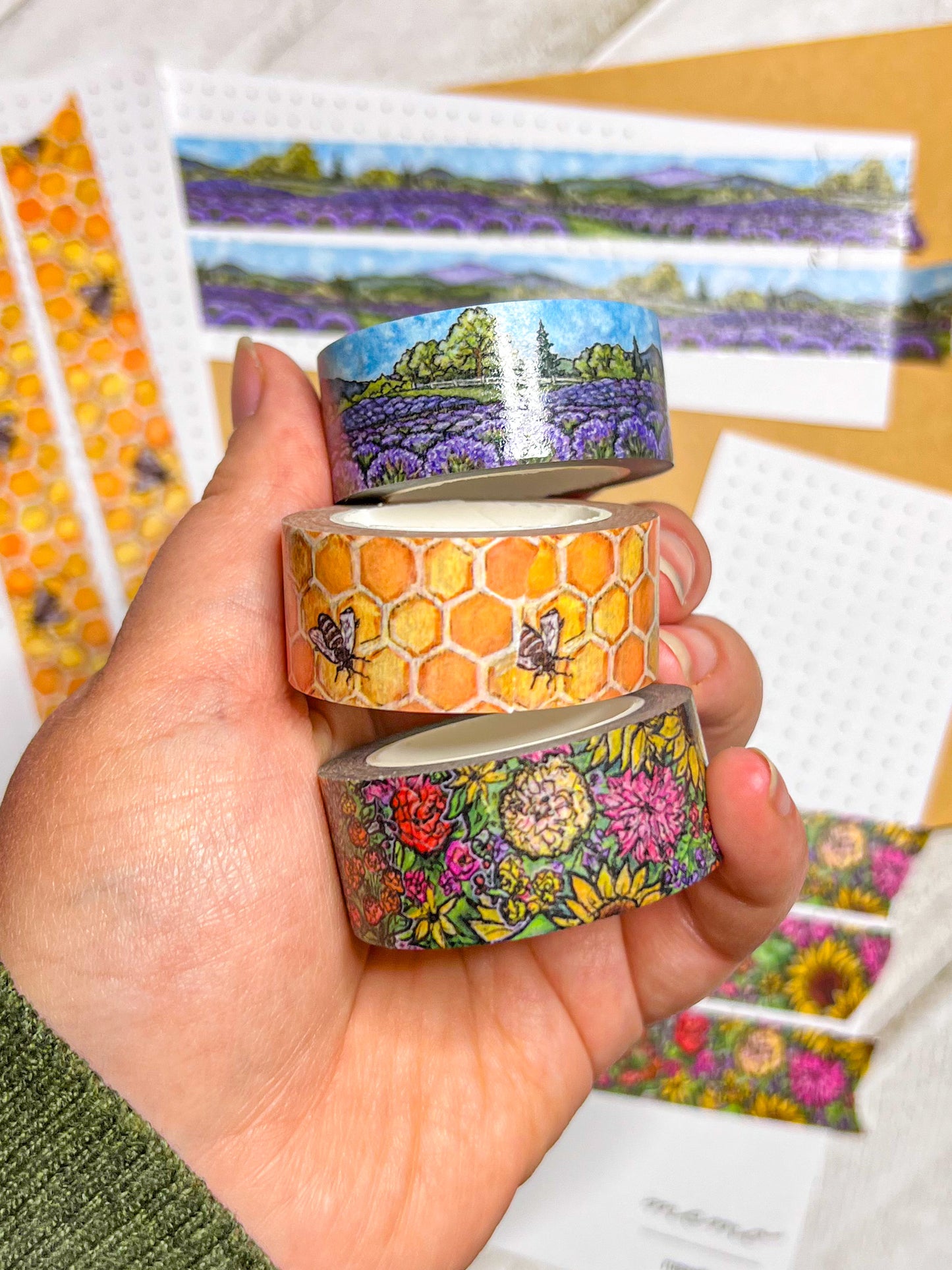 Flower Market Bundles Washi Tape, Size 2.5cm Wide by 10m Long, Watercolor Art