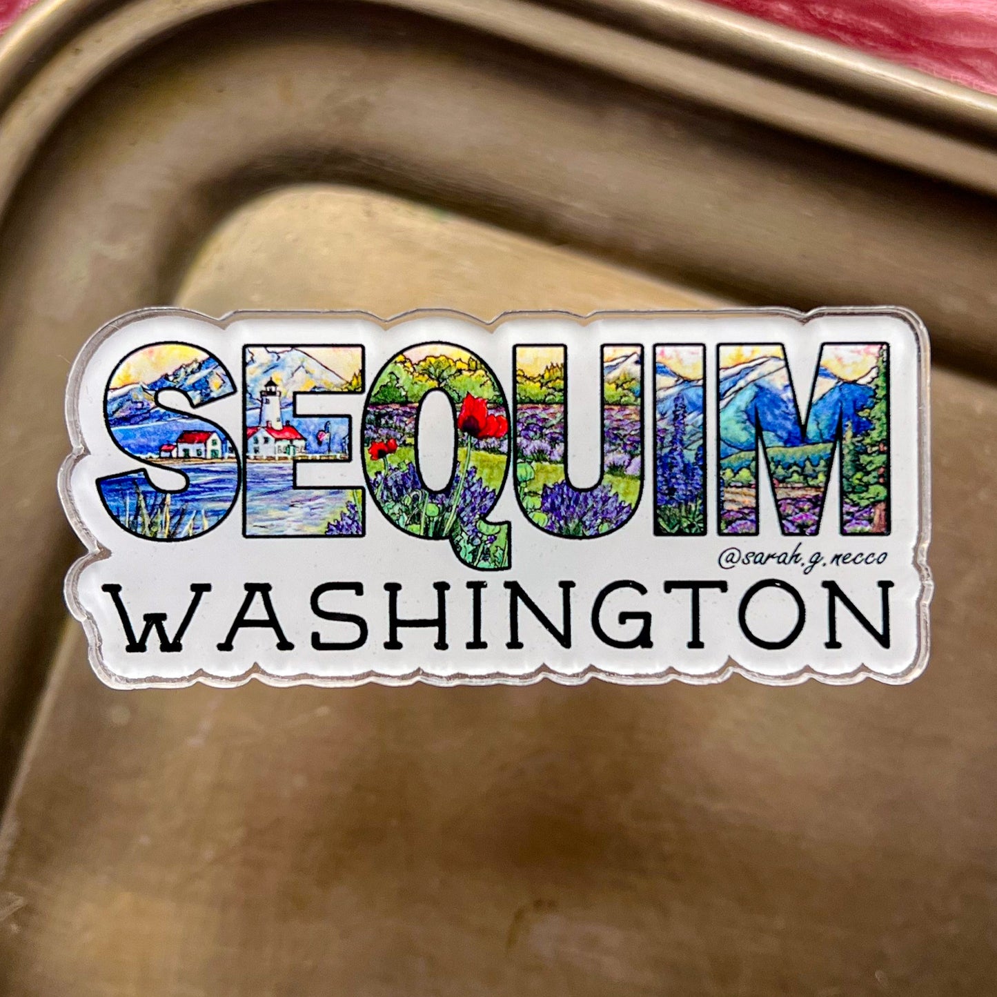 Sequim, WA Landscape Letters, Acrylic Magnet