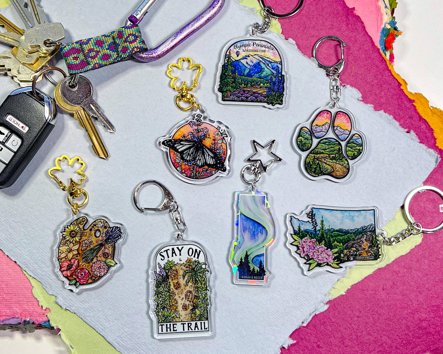 Lavender Fields of Sequim WA, 2" Double-Sided Acrylic High Quality Artist Keychain