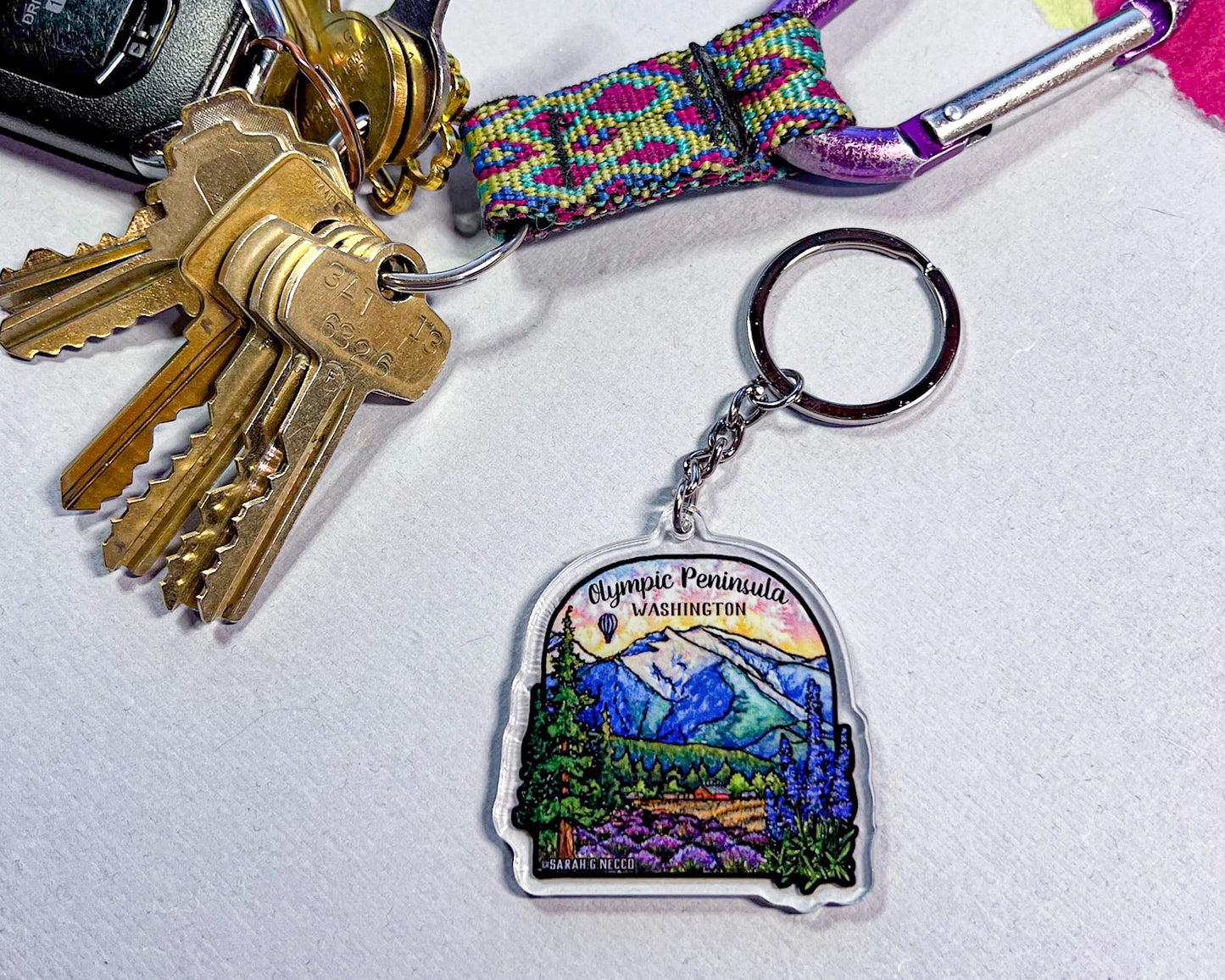 The Great Olympic Peninsula WA, 2" Double-Sided Acrylic High Quality Artist Keychain