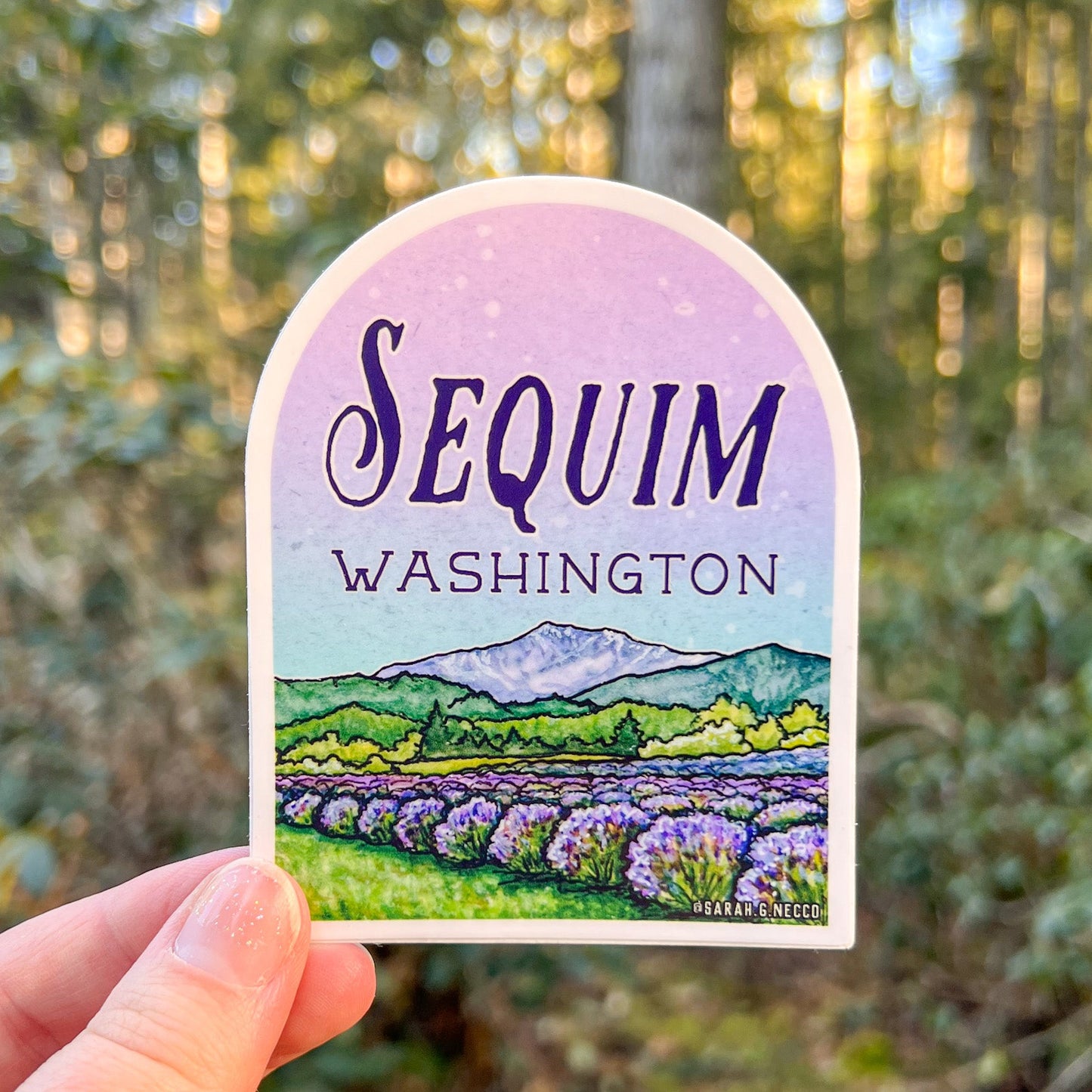 Sequim WA Lavender Fields, 3.5" Vinyl Arch Sticker