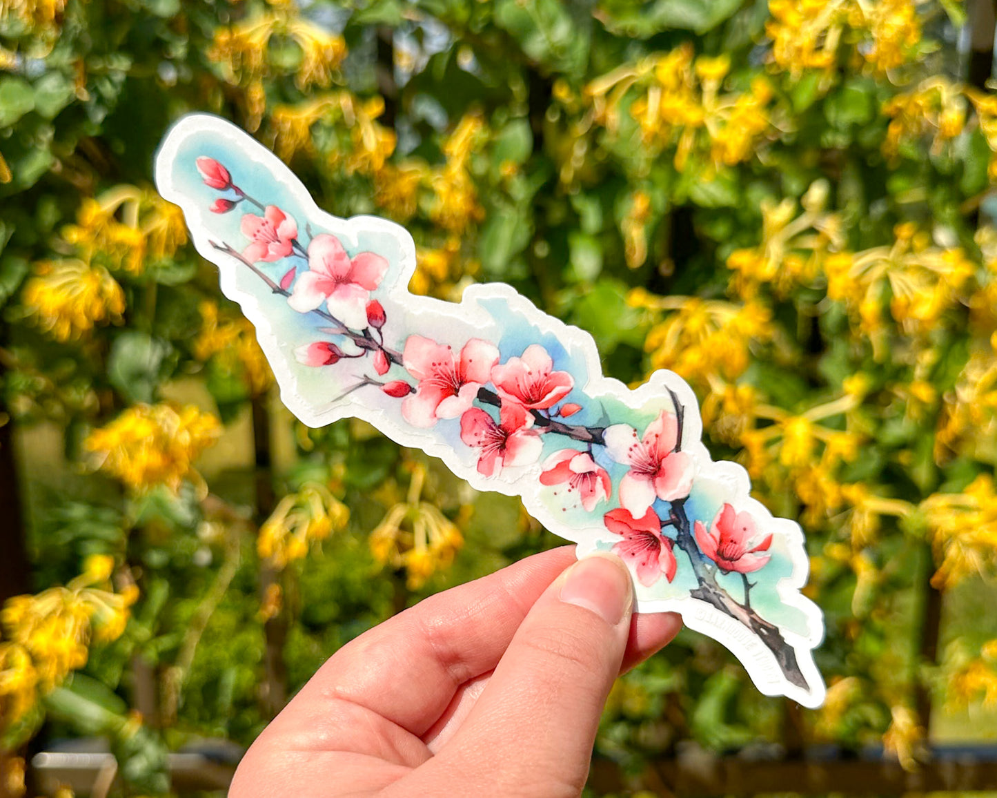 Cherry Blossoms Tallscape™ Sticker, 1.5”x7" Clear Vinyl Die Cut Sticker
