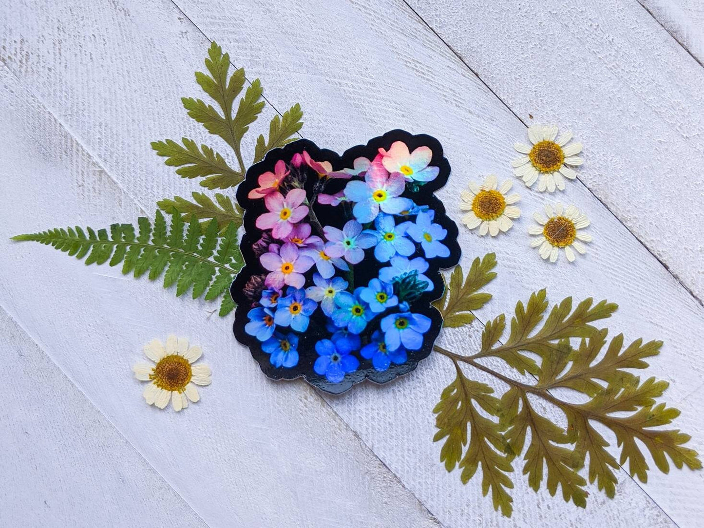 Forget-Me-Nots, Vinyl 3" Sticker, Holographic Photo
