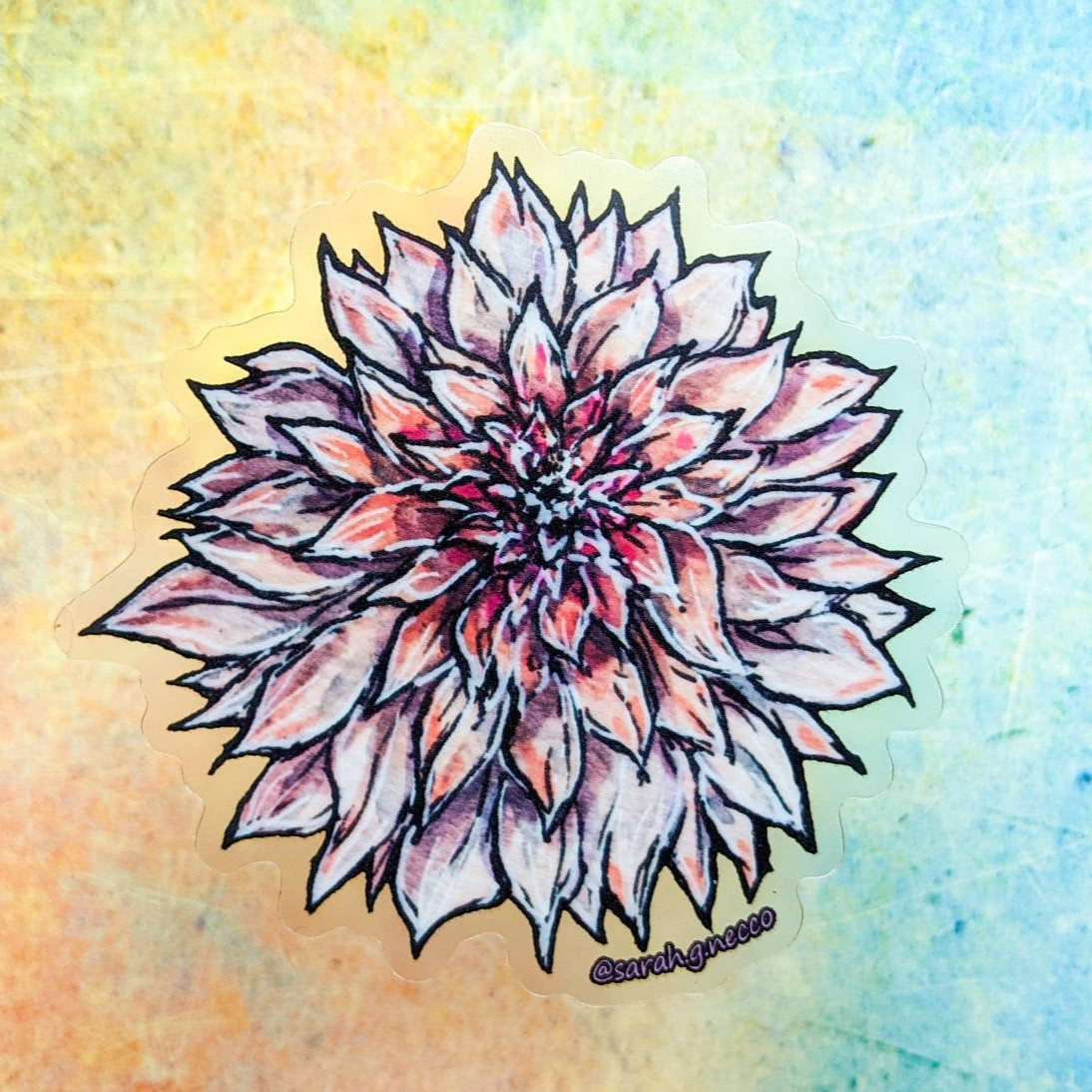 Cafe au Lait Dahlia, 3" Clear Vinyl Sticker