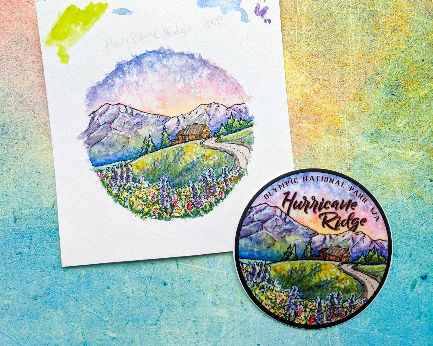 Hurricane Ridge, Olympic National Park, 3" Vinyl Circle Sticker