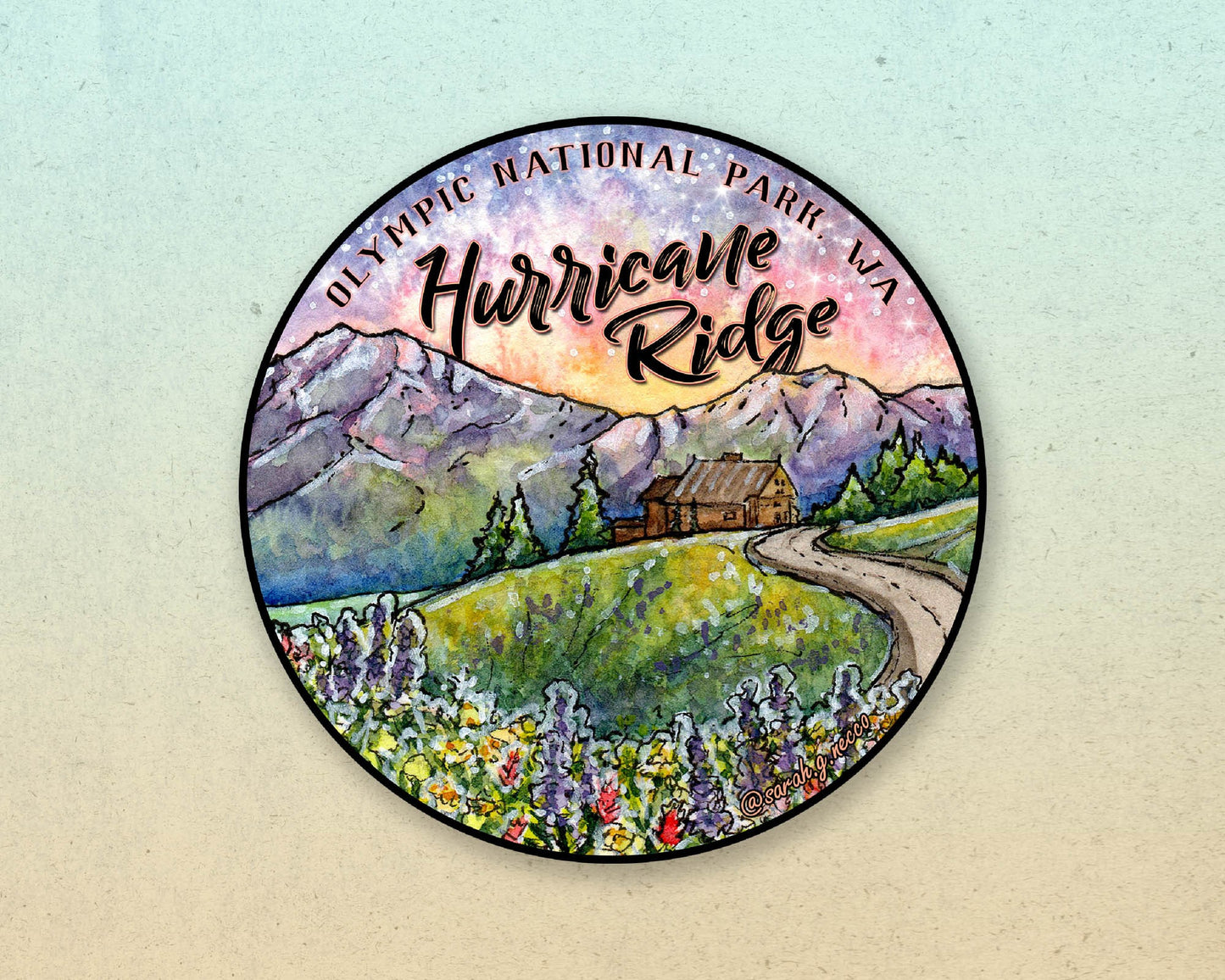 Hurricane Ridge, Olympic National Park, 3" Vinyl Circle Sticker