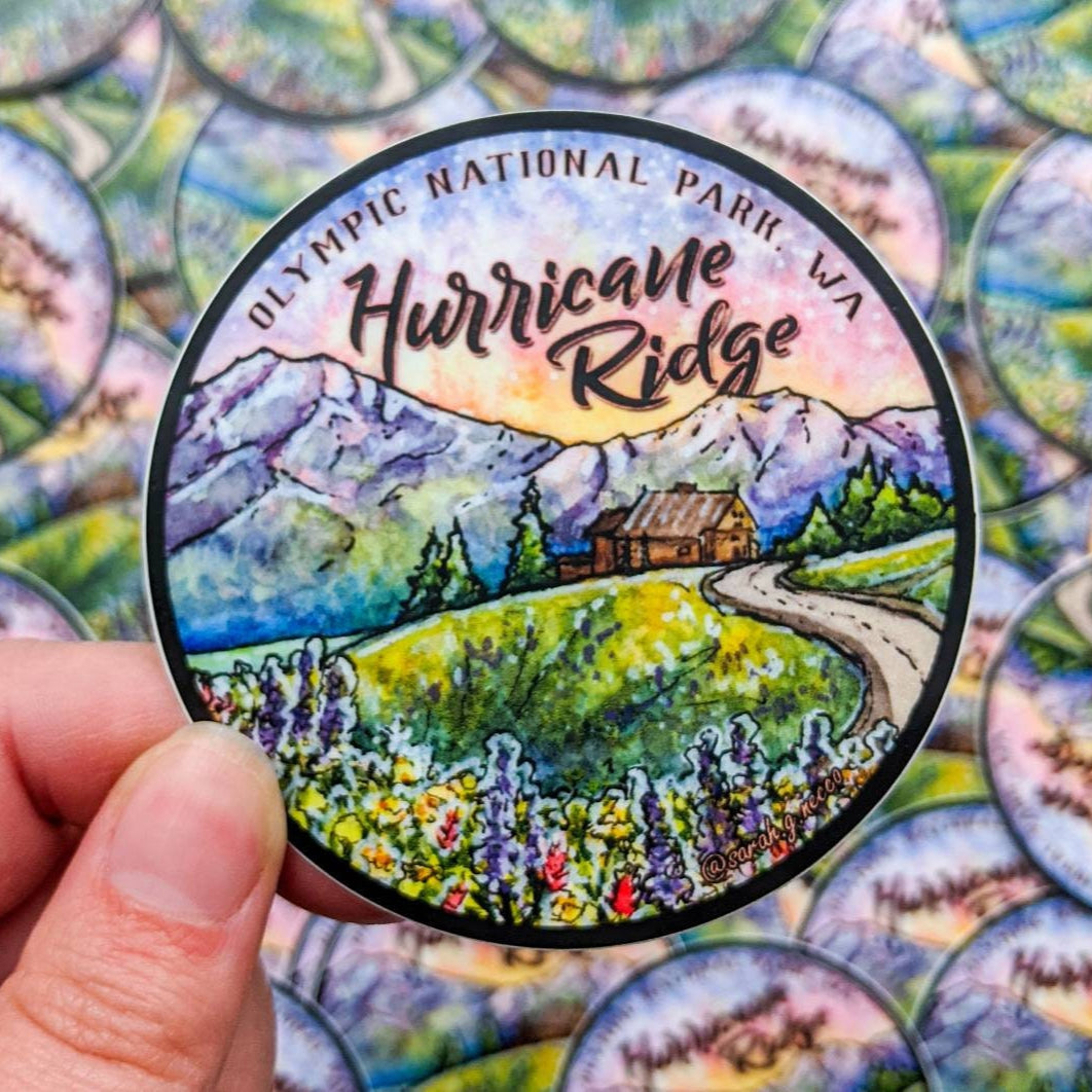 Hurricane Ridge, Olympic National Park, 3" Vinyl Circle Sticker