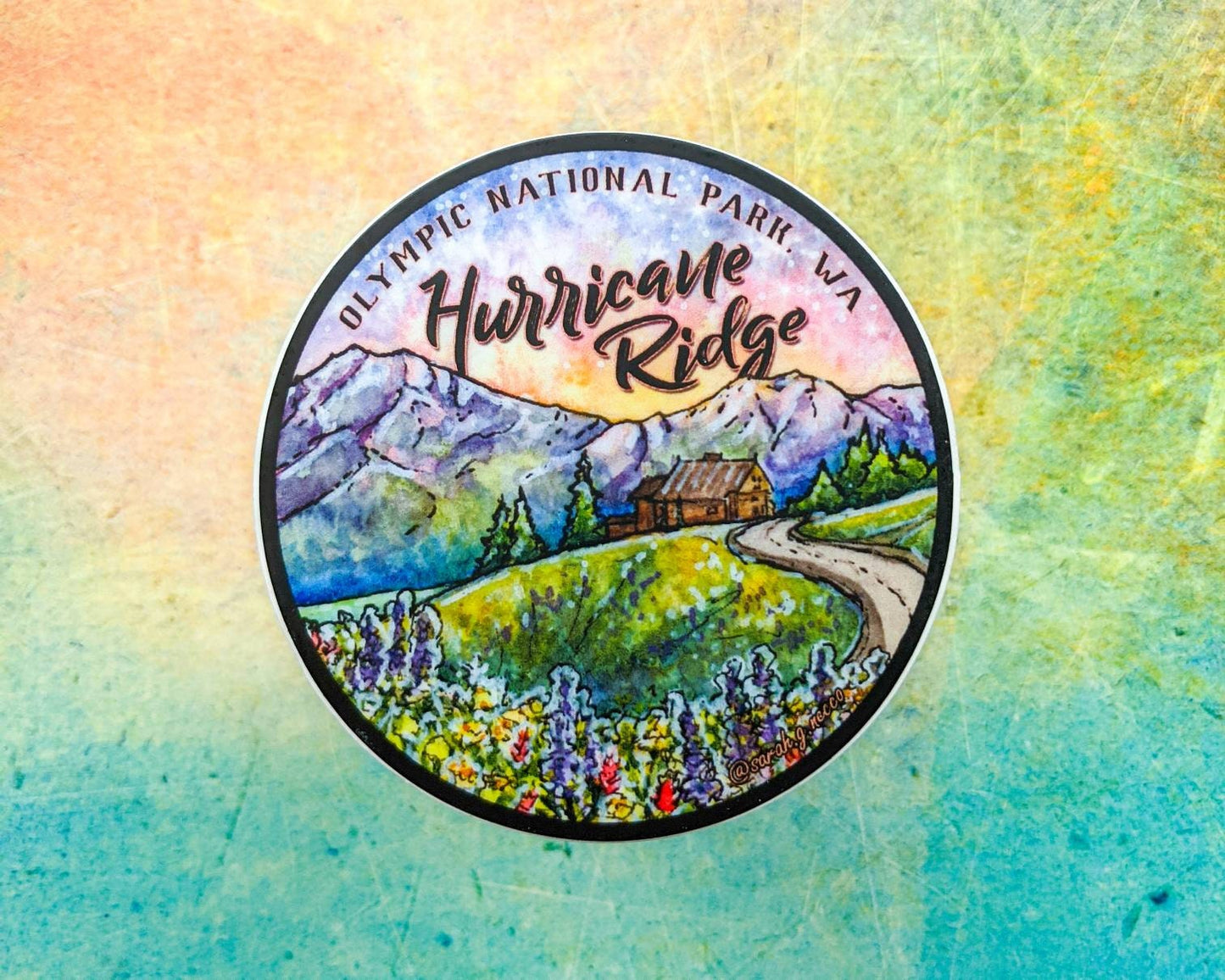 Hurricane Ridge, Olympic National Park, 3" Vinyl Circle Sticker