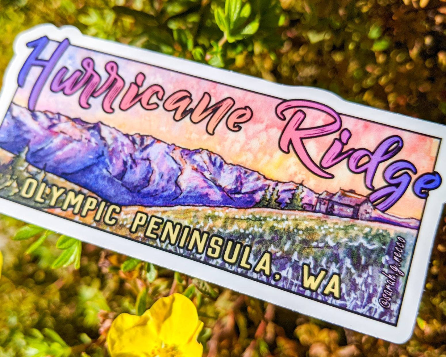 Hurricane Ridge Mountainscape, Olympic National Park Vinyl 3" Die-Cut Sticker