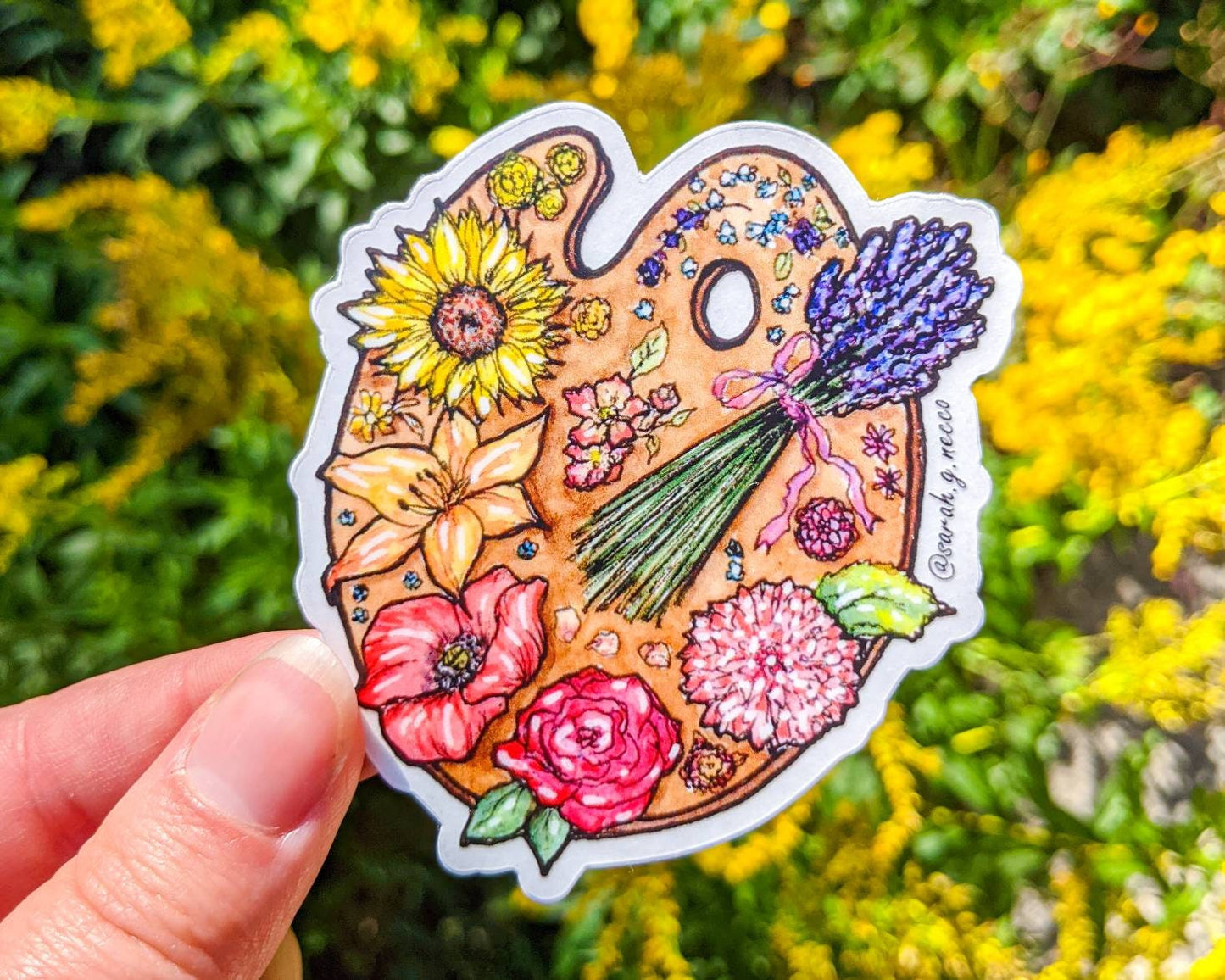 Flower Artist Paint Palette, Clear 3" Die-Cut Vinyl Sticker