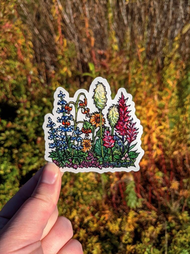 Pacific Northwest Wildflowers, 3" Clear Vinyl Sticker